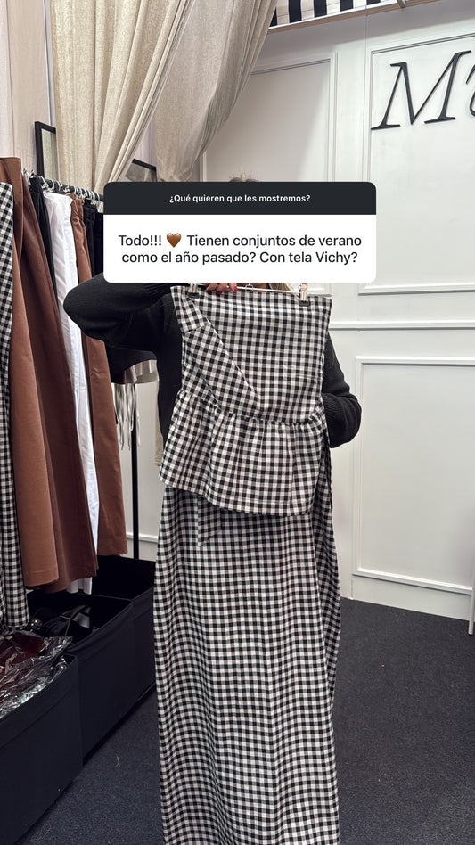 Pollera Vicky Blanco con Negro